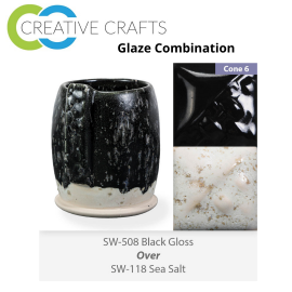 Black Gloss SW-508 over Sea Salt SW-118 Stoneware Combination
